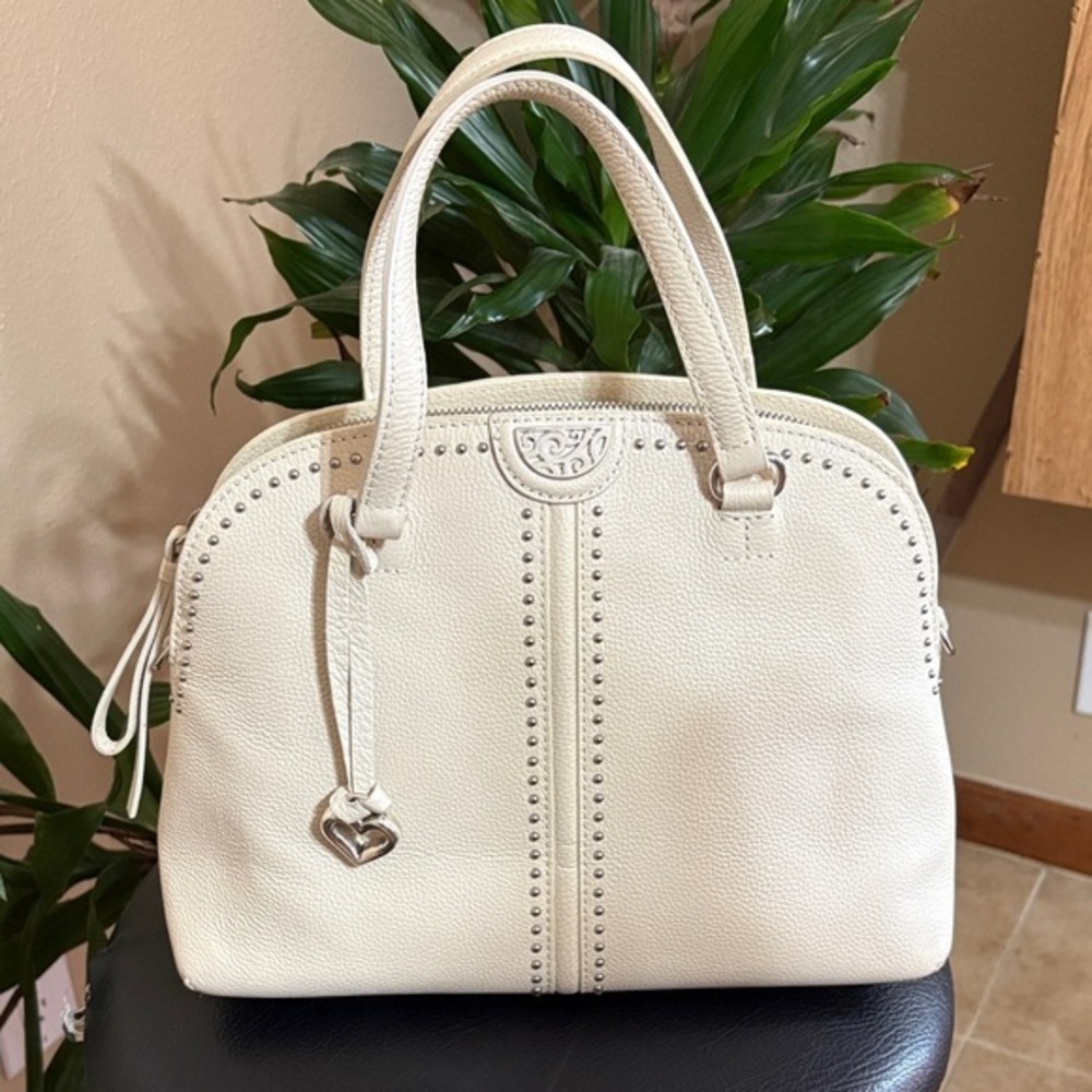 Brighton leather Cream Satchel with Heart Charm
